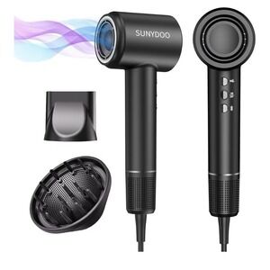 Sunydoo High Speed Hair Dryer with Thermo-Control, Diffuser, and Nozzle NIB